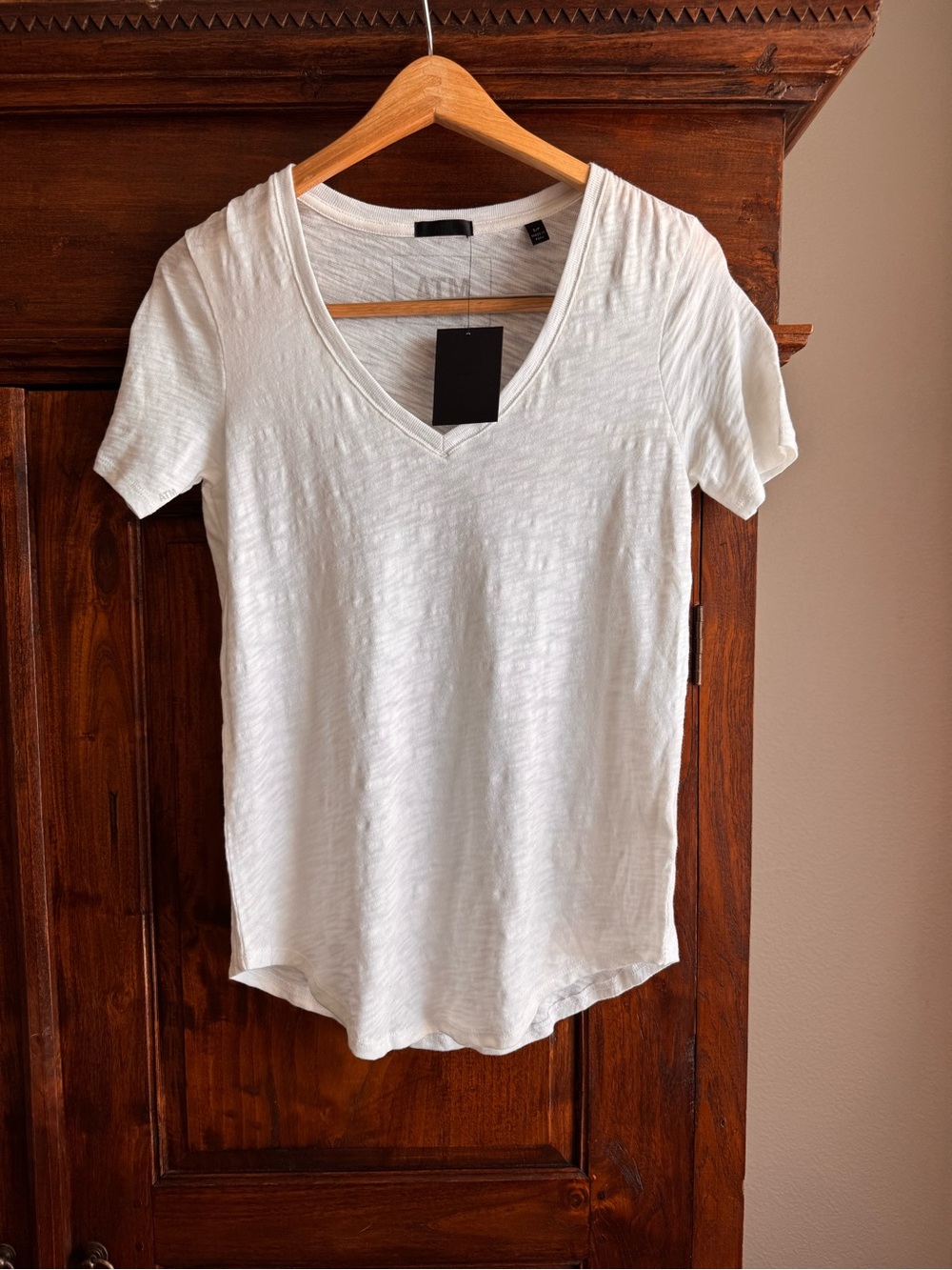 ATM Short Sleeve V-Neck White Tee